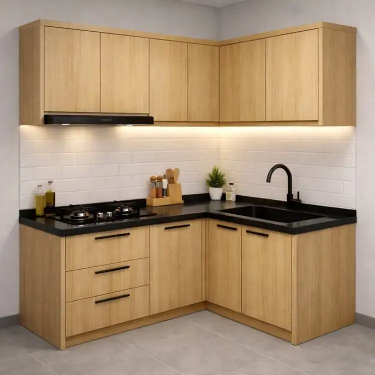 diseño de cocina pequeña de madera